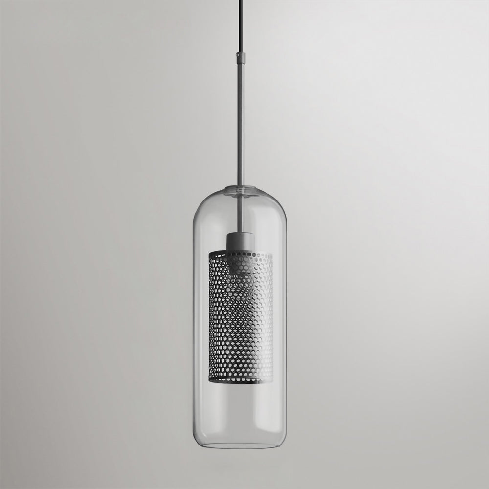 Modern Capsule Perforated Glass Pendant Light 1-Light