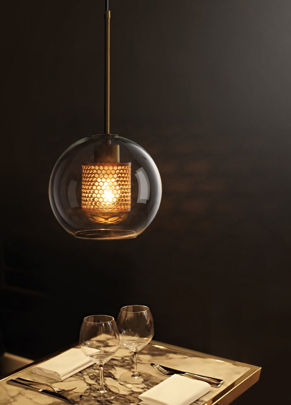 Modern Capsule Perforated Glass Pendant Light 1-Light
