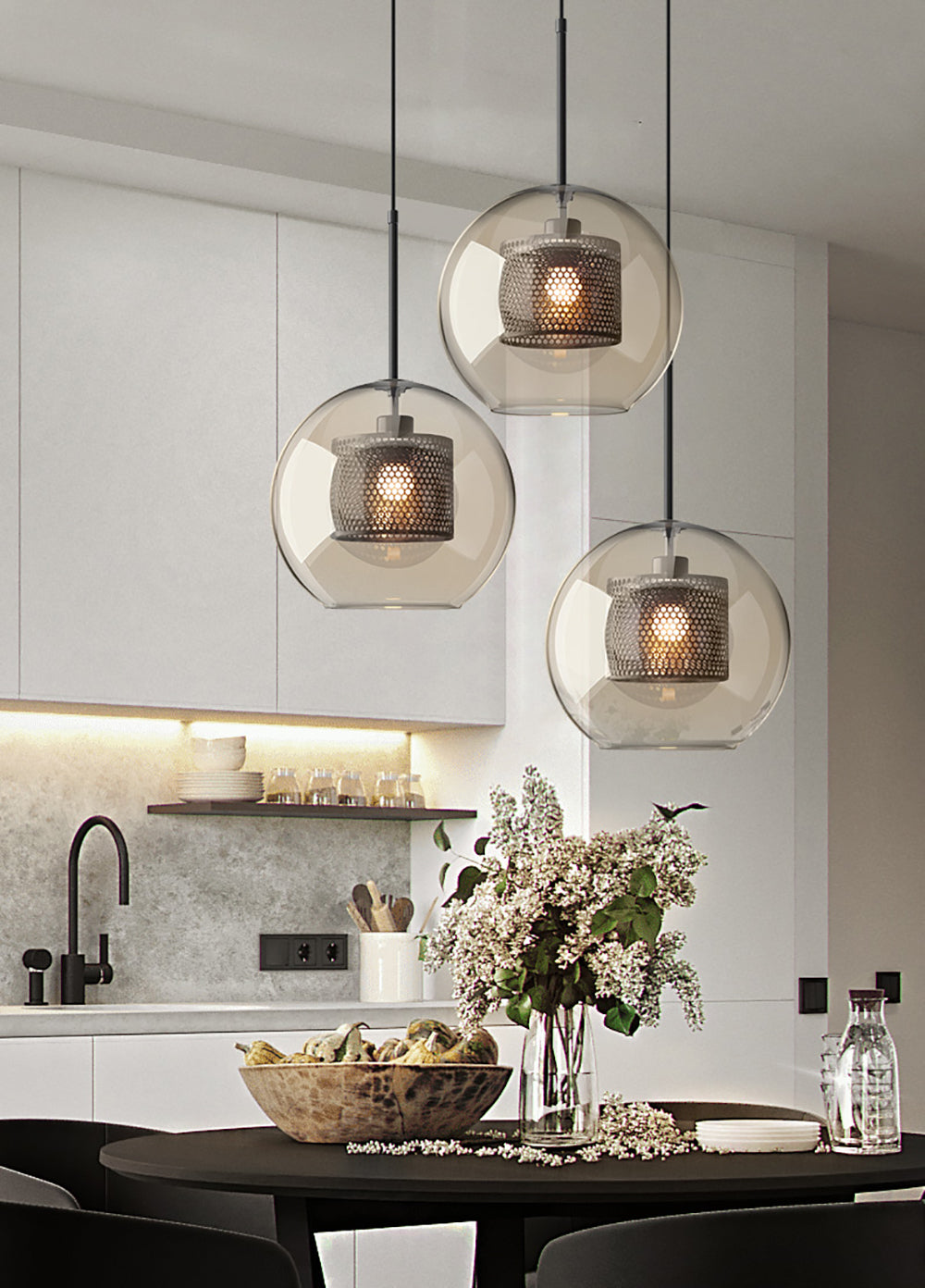 Modern Capsule Perforated Glass Pendant Light 1-Light