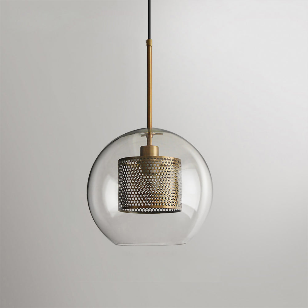 Modern Capsule Perforated Glass Pendant Light 1-Light