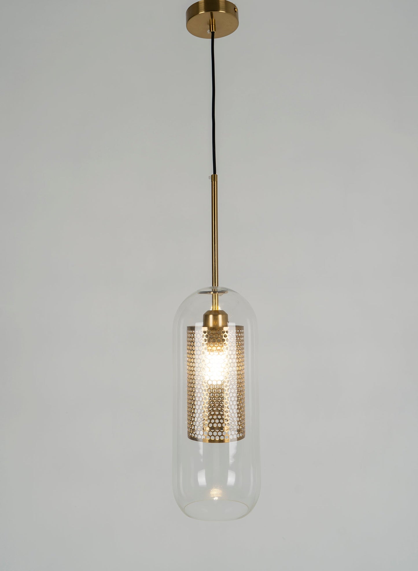 Modern Capsule Perforated Glass Pendant Light 1-Light