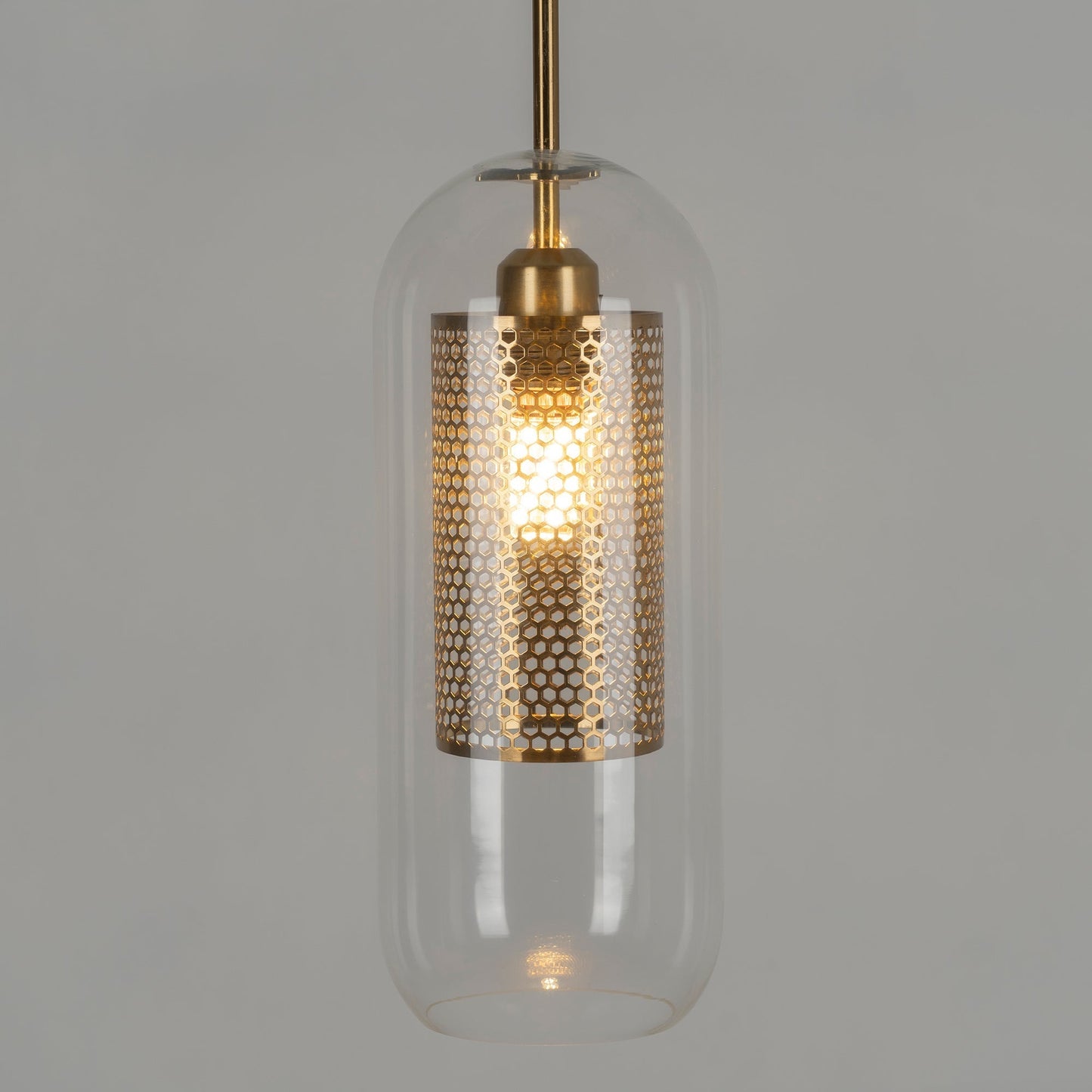 Modern Capsule Perforated Glass Pendant Light 1-Light