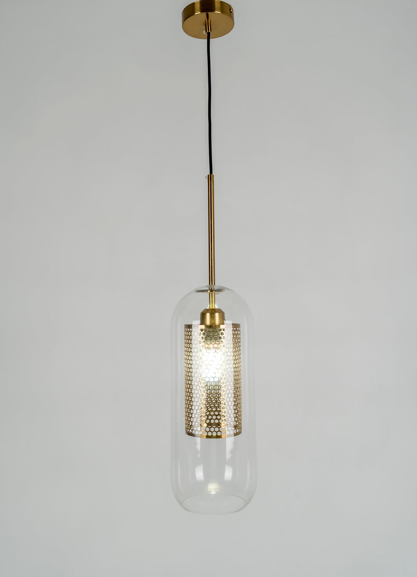 Modern Capsule Perforated Glass Pendant Light 1-Light