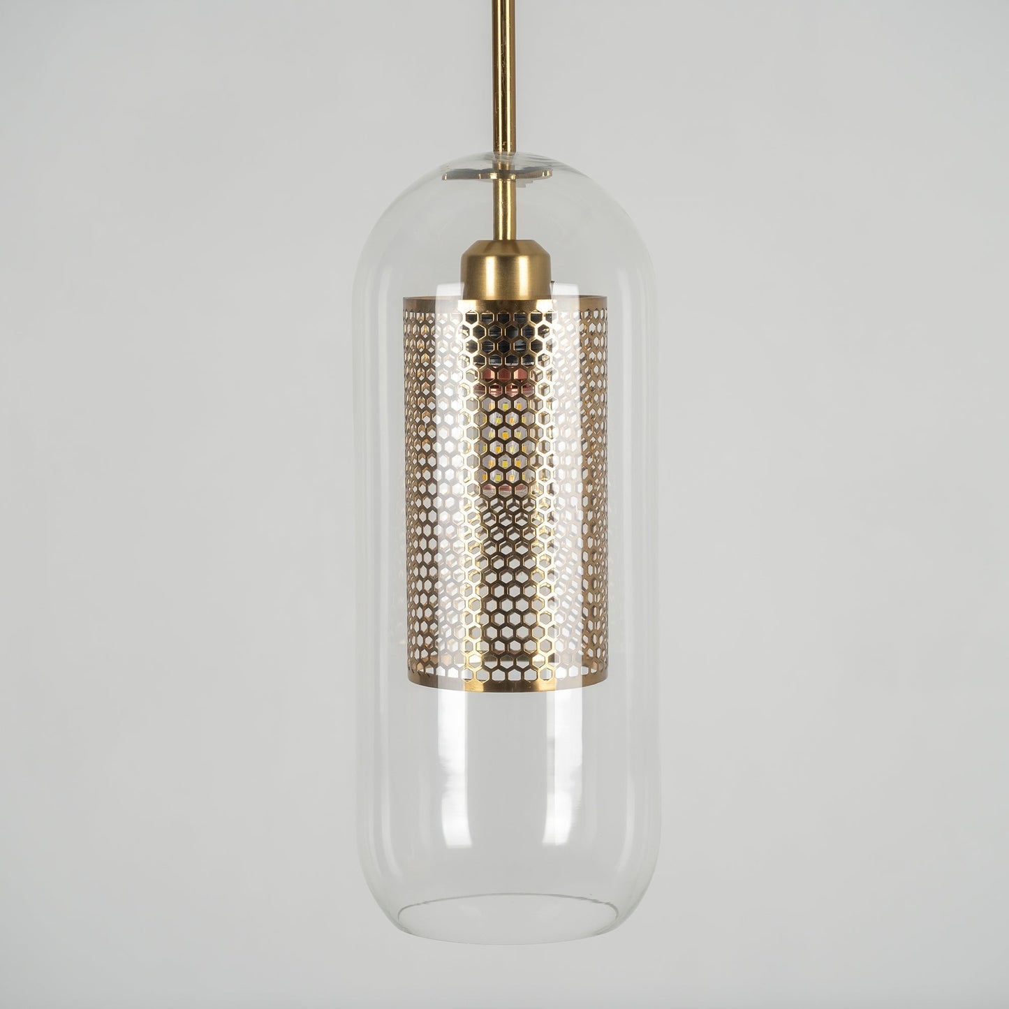 Modern Capsule Perforated Glass Pendant Light 1-Light