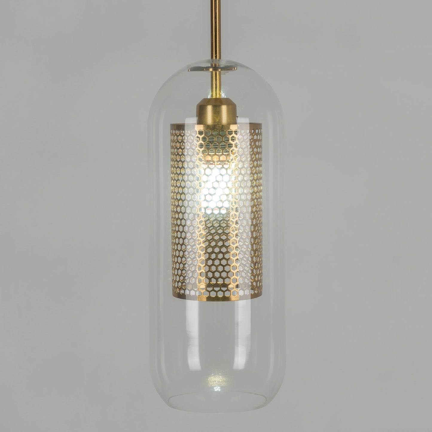Modern Capsule Perforated Glass Pendant Light 1-Light