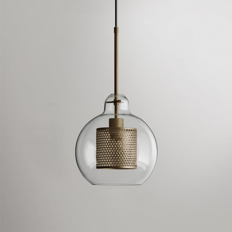 Modern Capsule Perforated Glass Pendant Light 1-Light