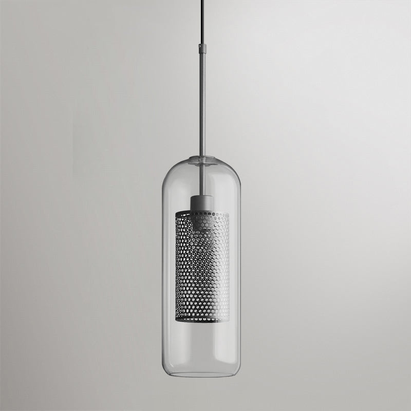 Modern Capsule Perforated Glass Pendant Light 1-Light