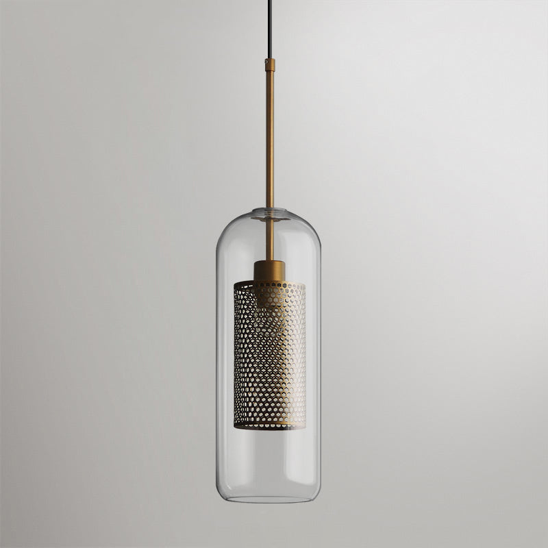 Modern Capsule Perforated Glass Pendant Light 1-Light