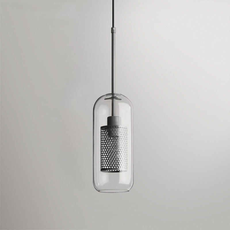 Modern Capsule Perforated Glass Pendant Light 1-Light