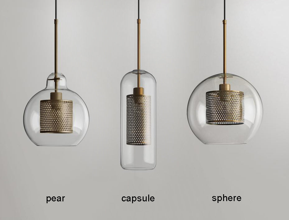 Modern Capsule Perforated Glass Pendant Light 1-Light