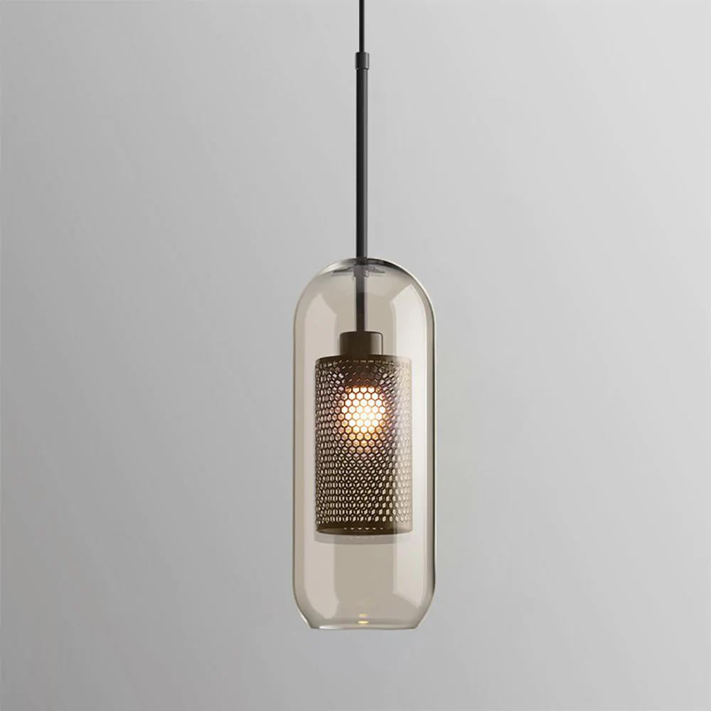 Modern Capsule Perforated Glass Pendant Light 1-Light