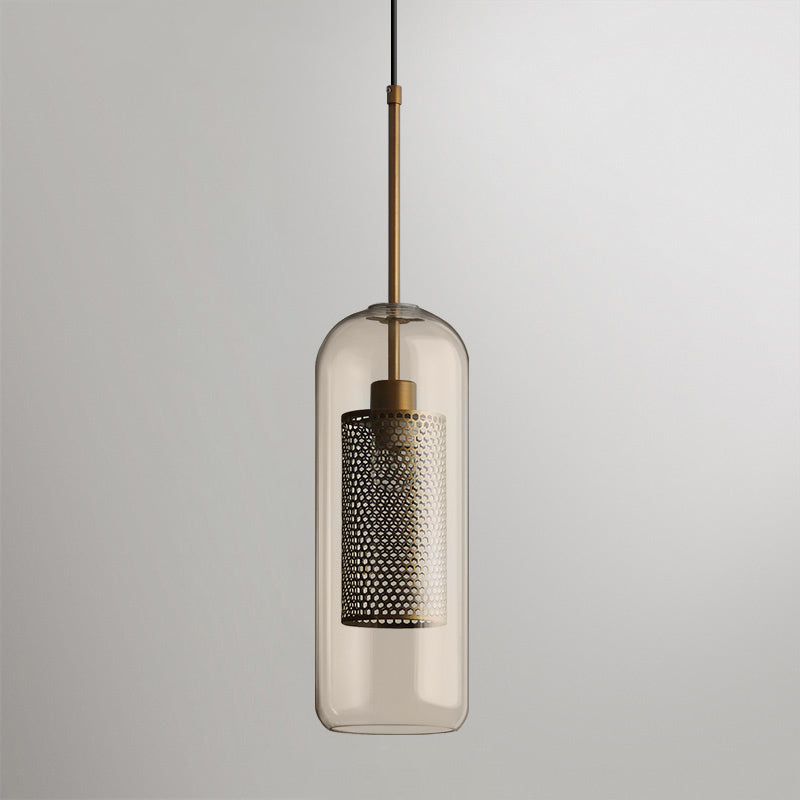 Modern Capsule Perforated Glass Pendant Light 1-Light