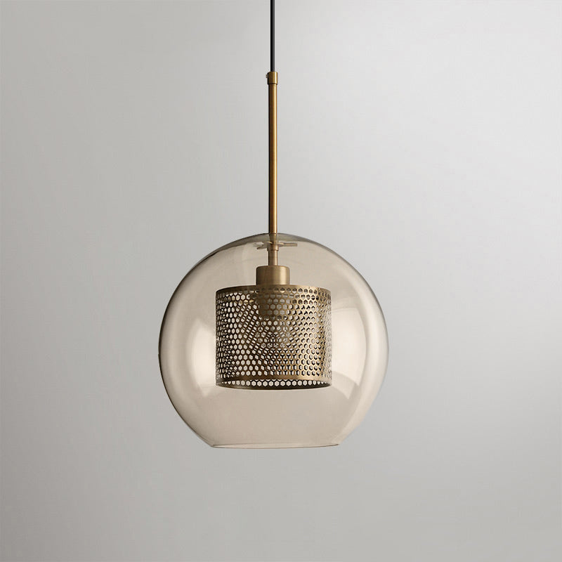 Modern Capsule Perforated Glass Pendant Light 1-Light