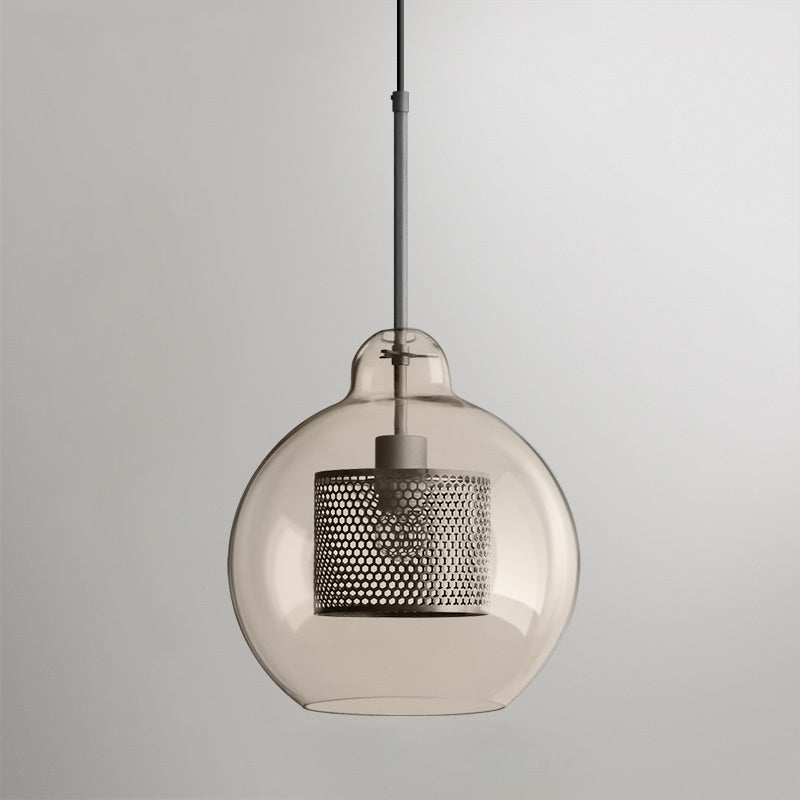 Modern Capsule Perforated Glass Pendant Light 1-Light