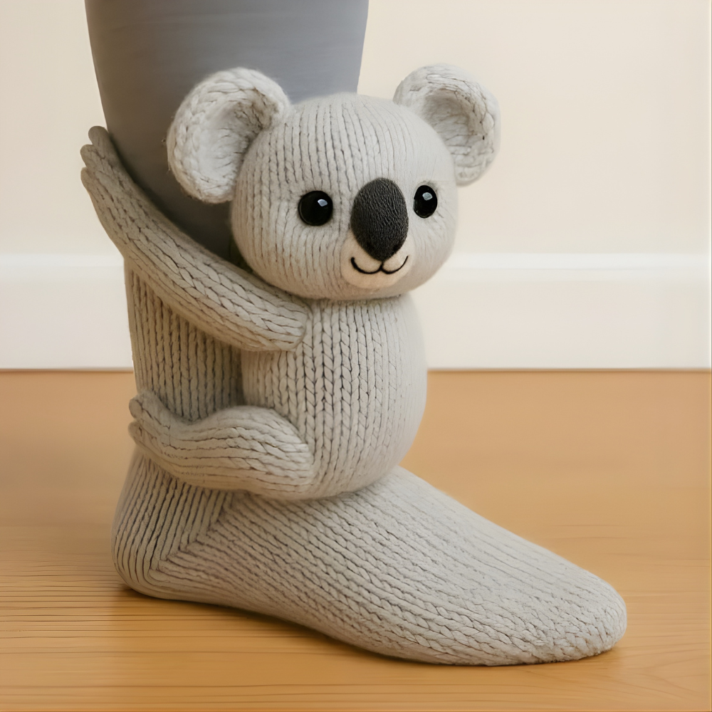 Unisex Animal Motif Socks - Cozy 3D Knit Slipper Footwear for Home