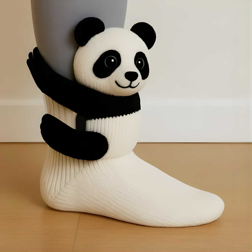 Unisex Animal Motif Socks - Cozy 3D Knit Slipper Footwear for Home