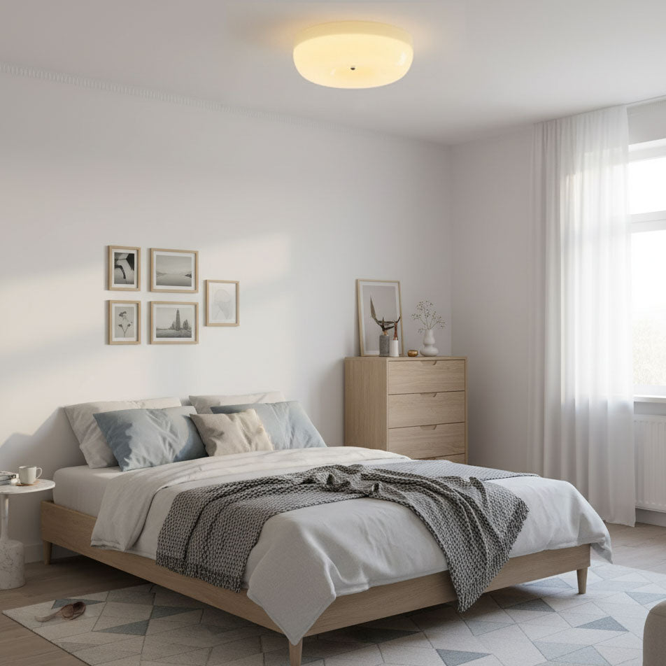 Modern Cream Donut Glass Flush Mount Ceiling Light 1-Light