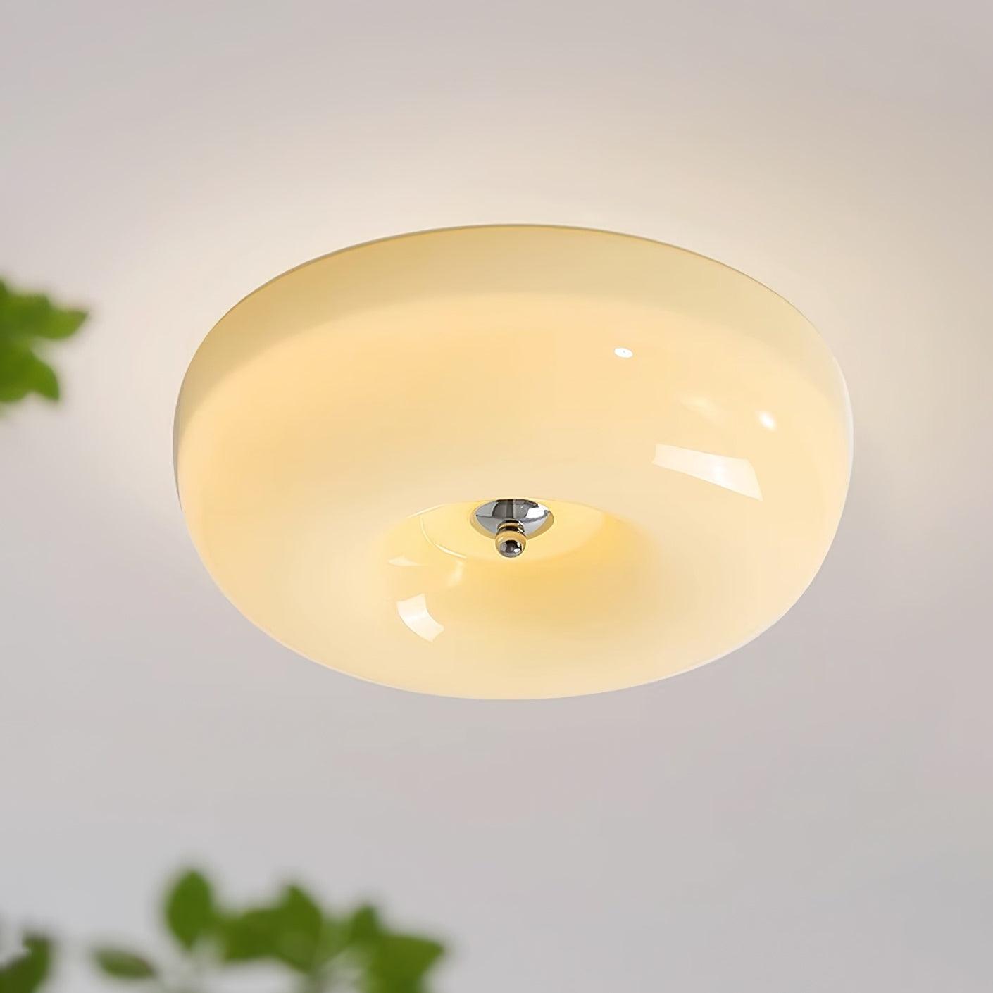 Modern Cream Donut Glass Flush Mount Ceiling Light 1-Light