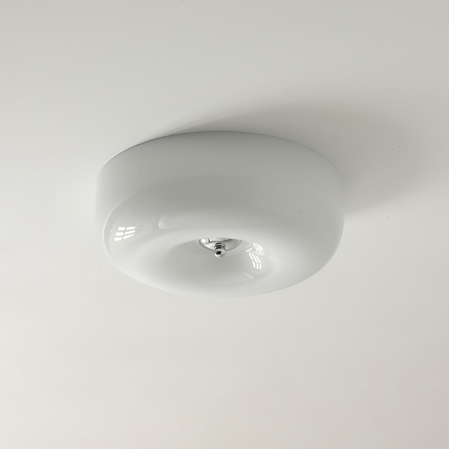 Modern Cream Donut Glass Flush Mount Ceiling Light 1-Light