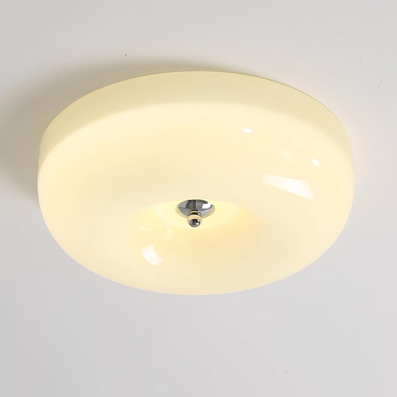 Modern Cream Donut Glass Flush Mount Ceiling Light 1-Light