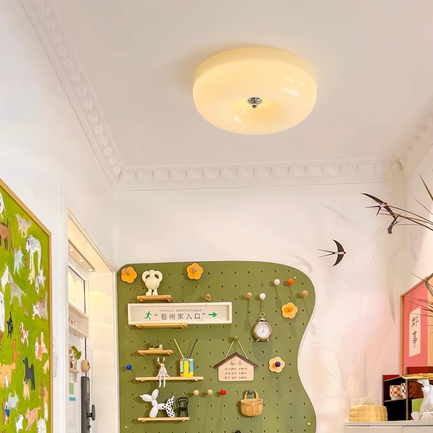 Modern Cream Donut Glass Flush Mount Ceiling Light 1-Light