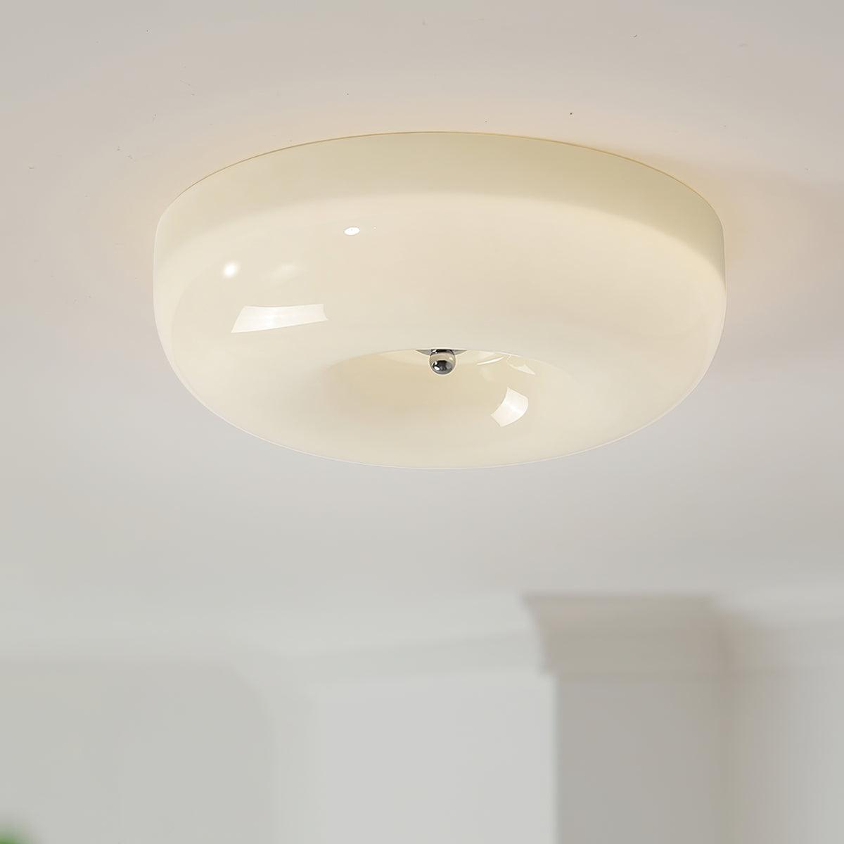 Modern Cream Donut Glass Flush Mount Ceiling Light 1-Light