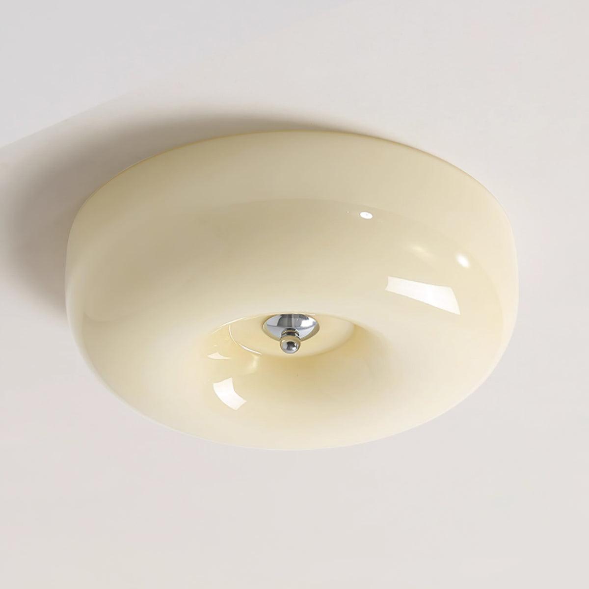 Modern Cream Donut Glass Flush Mount Ceiling Light 1-Light