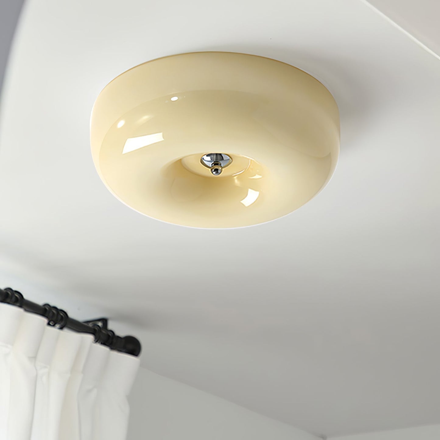 Modern Cream Donut Glass Flush Mount Ceiling Light 1-Light