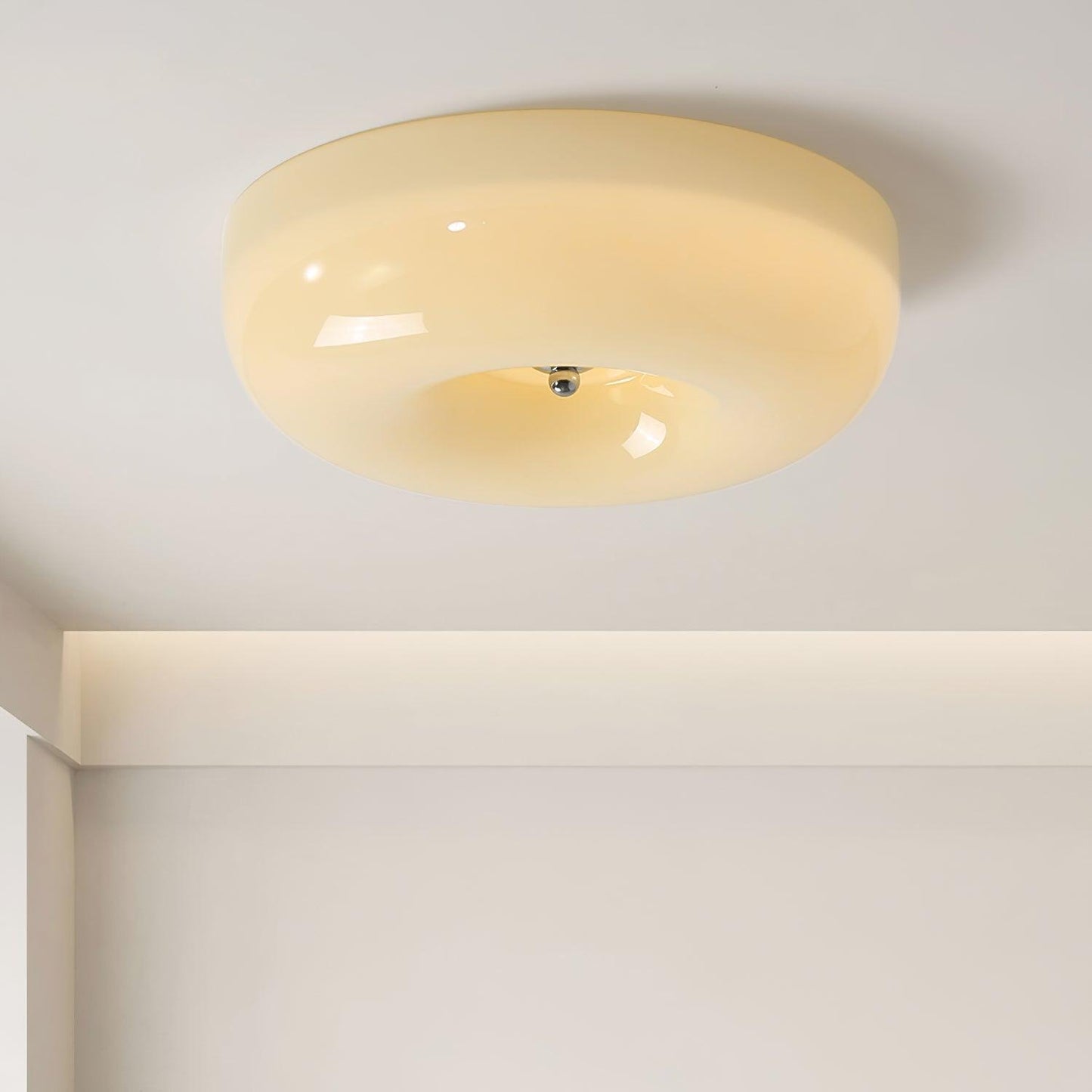 Modern Cream Donut Glass Flush Mount Ceiling Light 1-Light