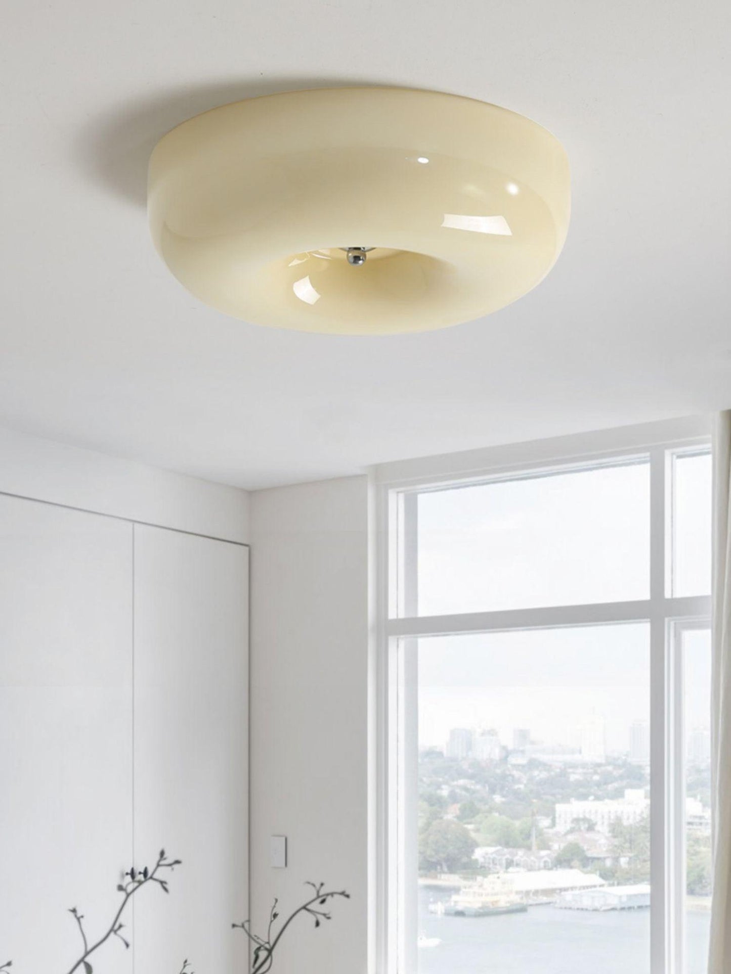 Modern Cream Donut Glass Flush Mount Ceiling Light 1-Light