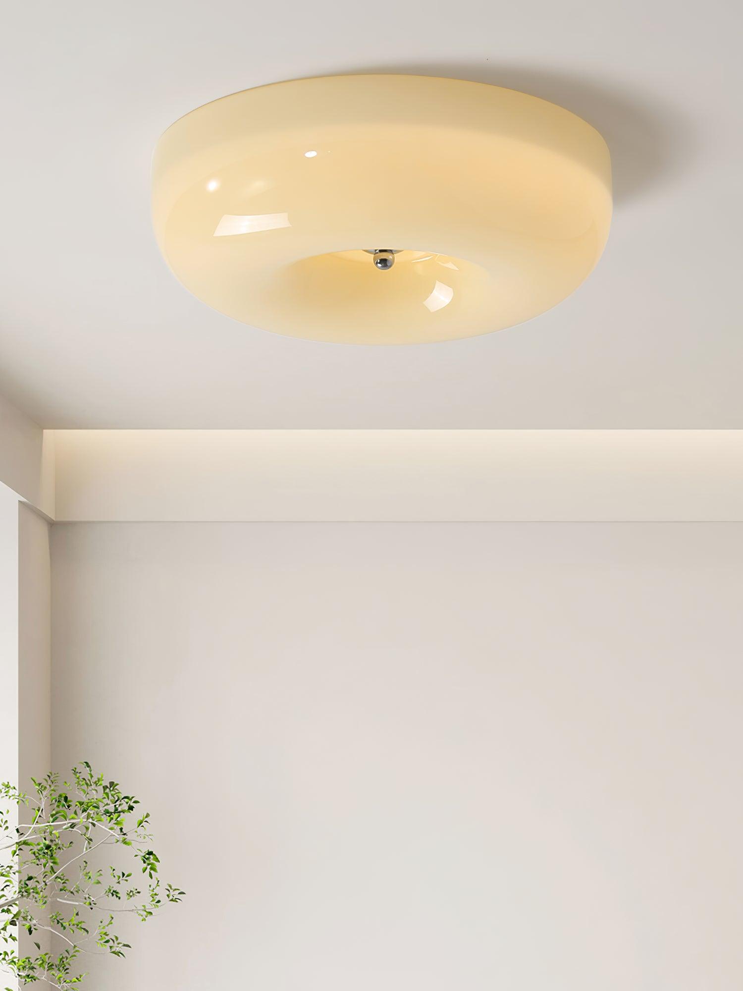 Modern Cream Donut Glass Flush Mount Ceiling Light 1-Light