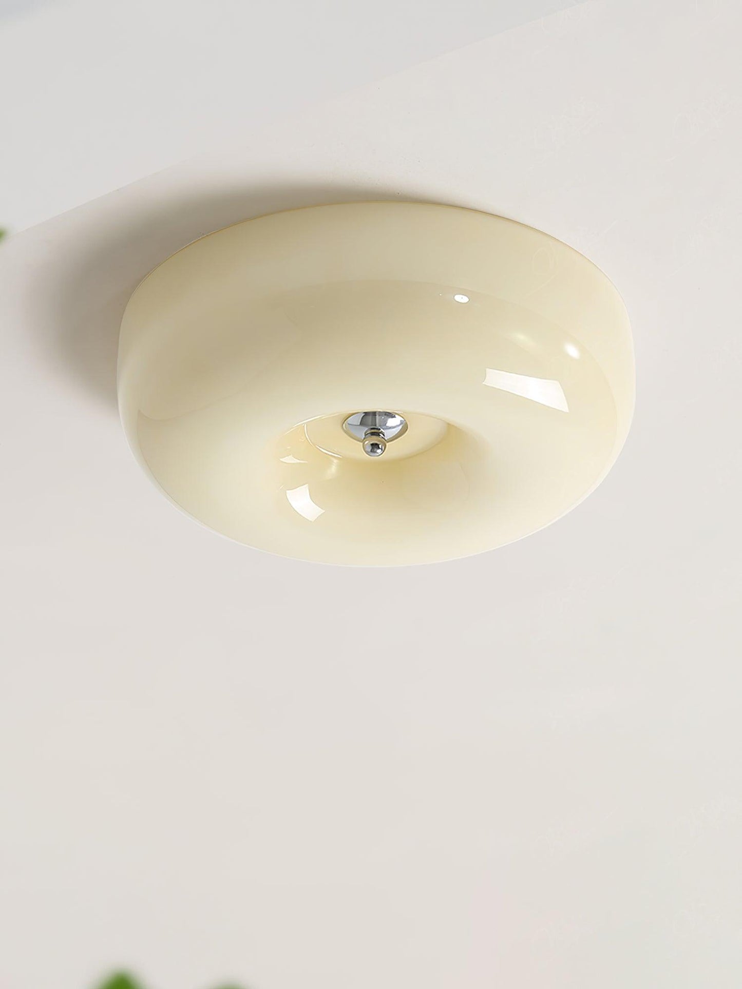 Modern Cream Donut Glass Flush Mount Ceiling Light 1-Light