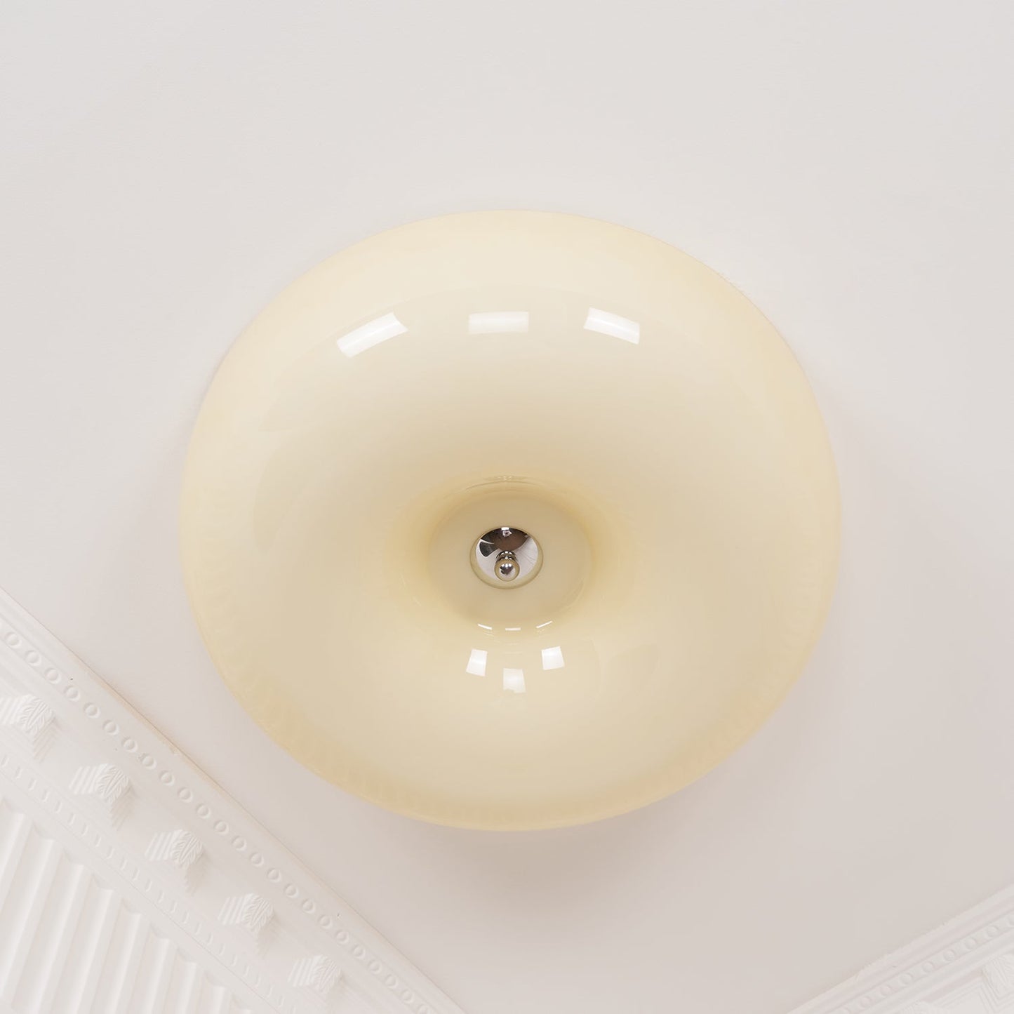 Modern Cream Donut Glass Flush Mount Ceiling Light 1-Light