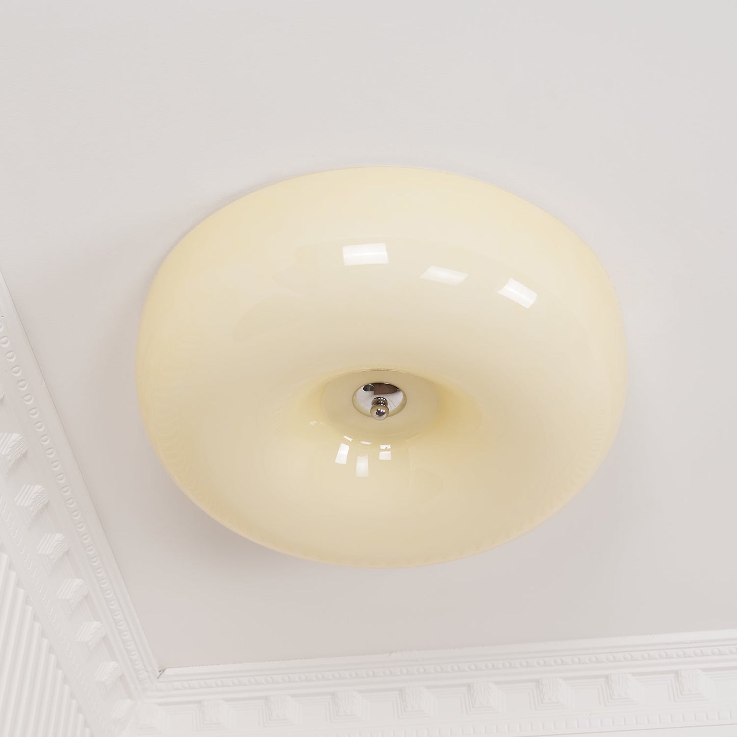 Modern Cream Donut Glass Flush Mount Ceiling Light 1-Light