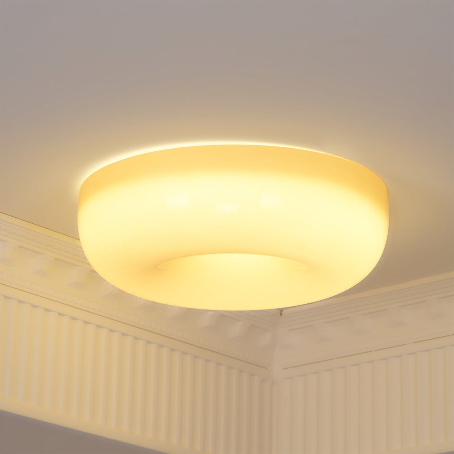 Modern Cream Donut Glass Flush Mount Ceiling Light 1-Light