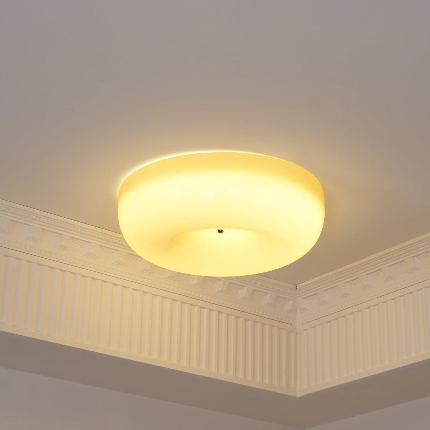 Modern Cream Donut Glass Flush Mount Ceiling Light 1-Light