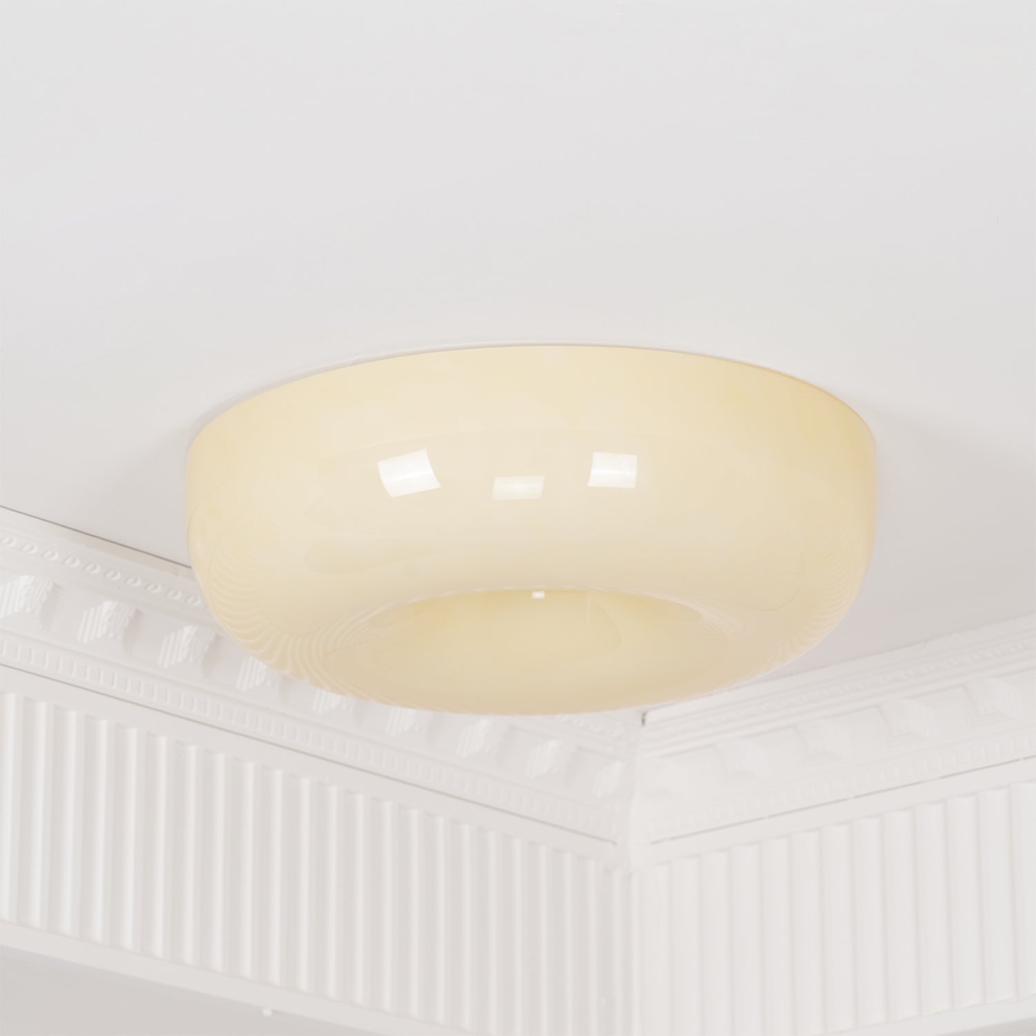 Modern Cream Donut Glass Flush Mount Ceiling Light 1-Light