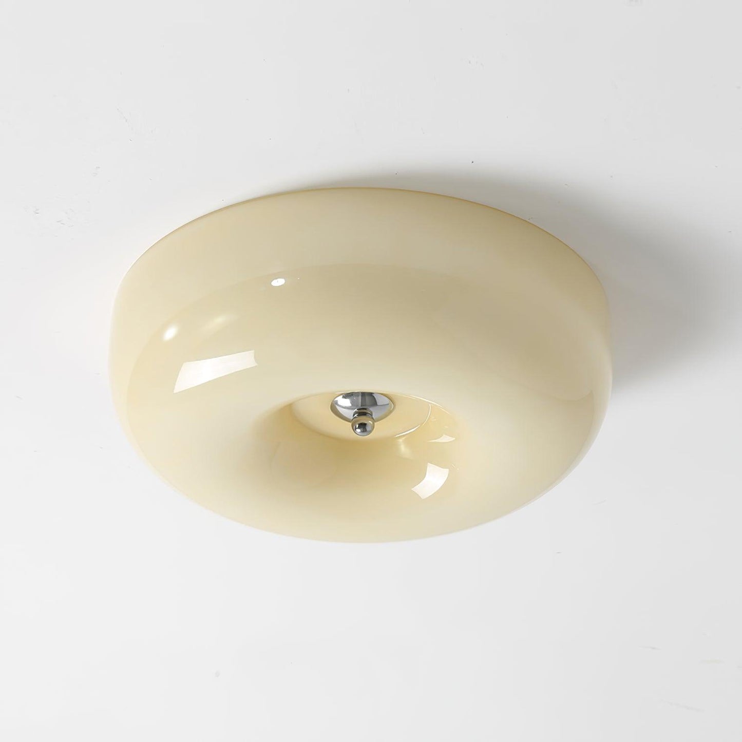 Modern Cream Donut Glass Flush Mount Ceiling Light 1-Light