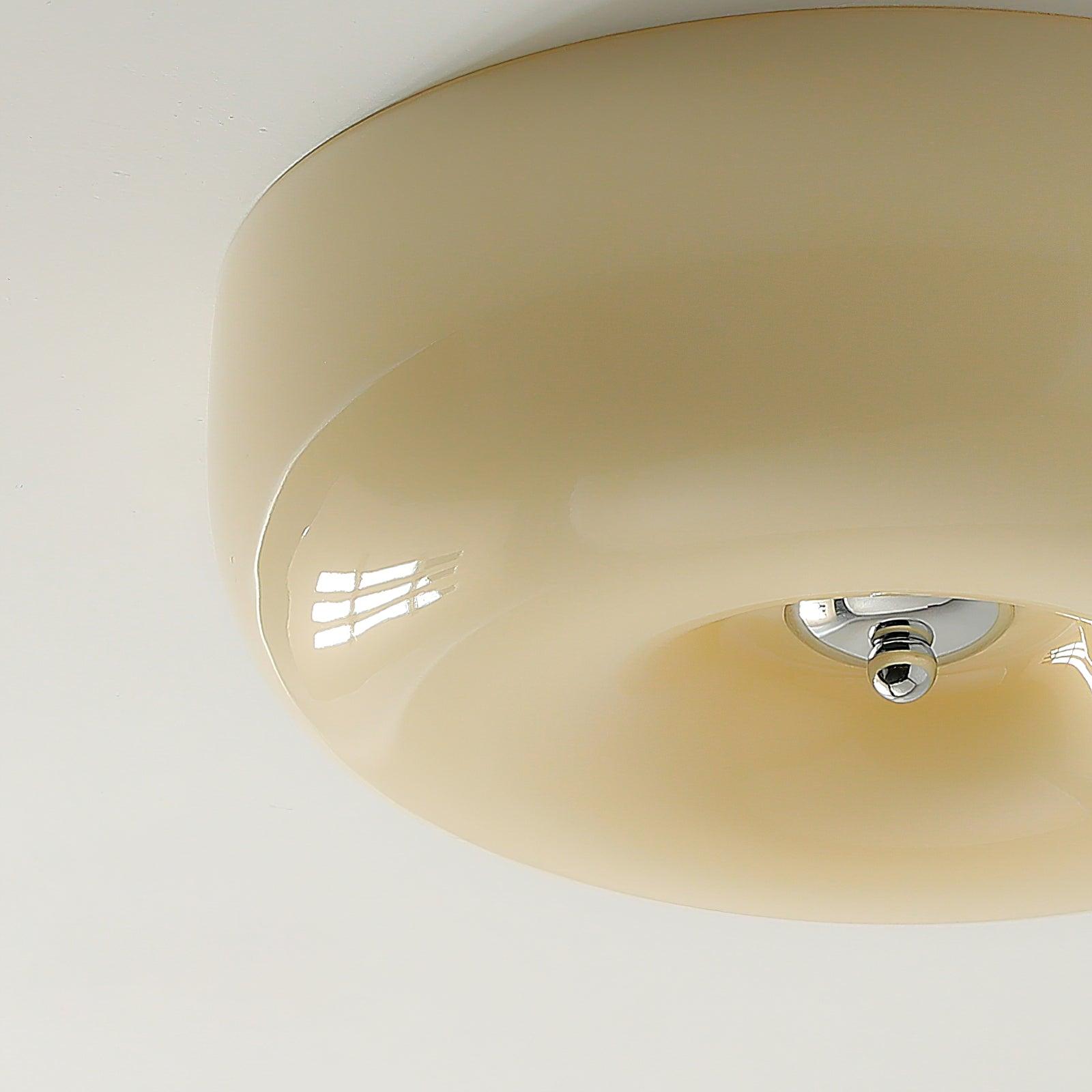 Modern Cream Donut Glass Flush Mount Ceiling Light 1-Light