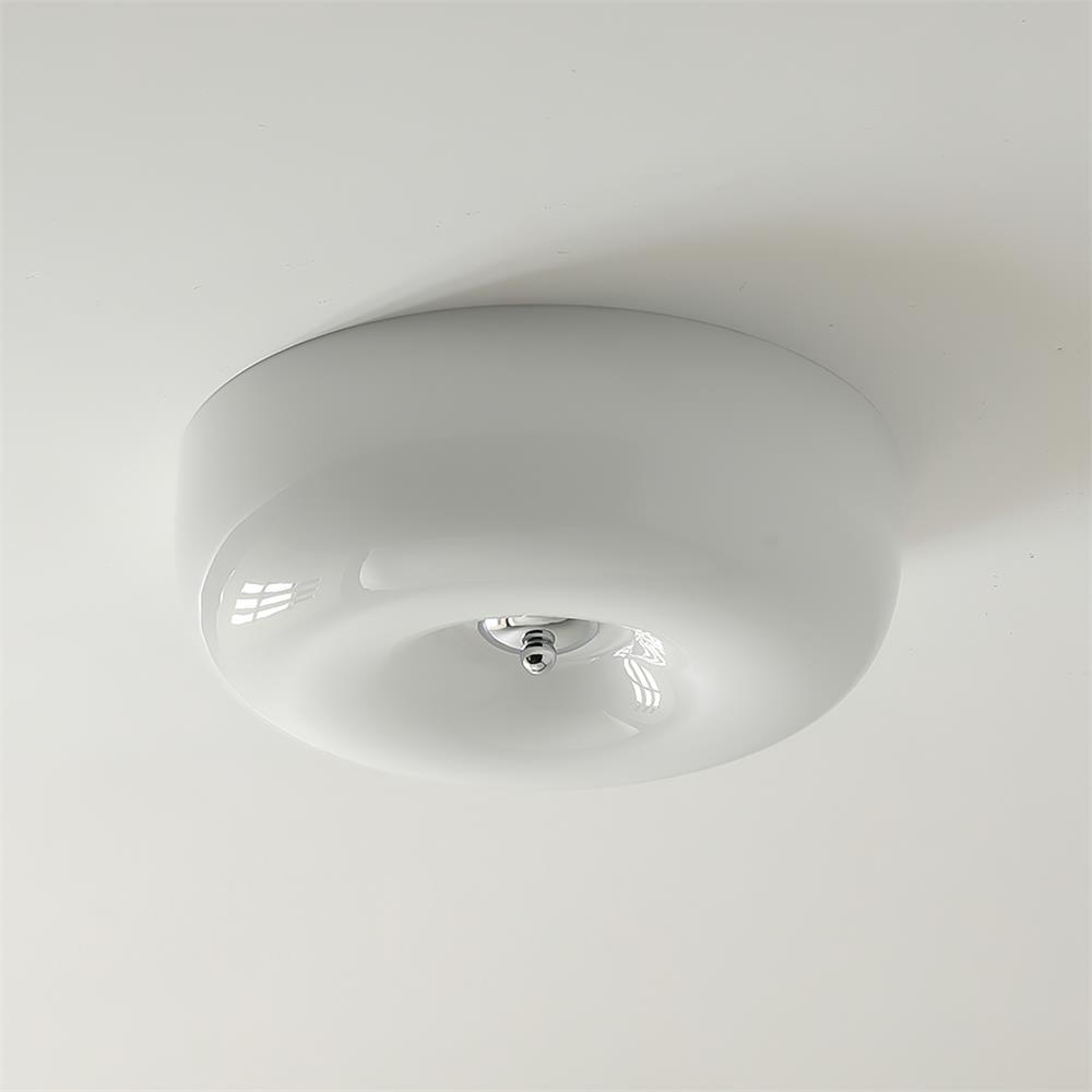 Modern Cream Donut Glass Flush Mount Ceiling Light 1-Light