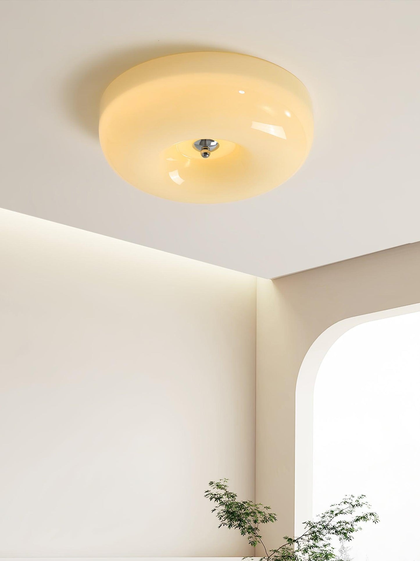 Modern Cream Donut Glass Flush Mount Ceiling Light 1-Light