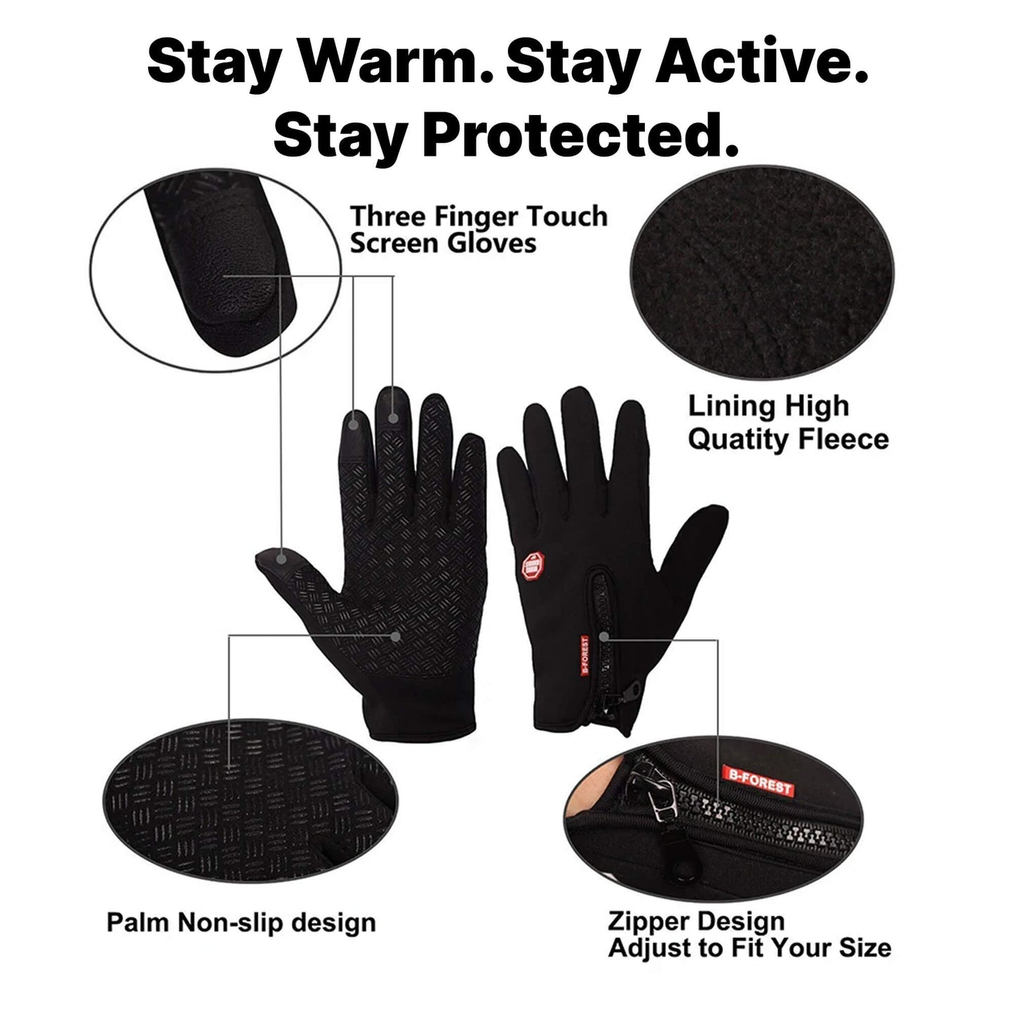 Electric Heated Winter Gloves Waterproof & Windproof Thermal Design