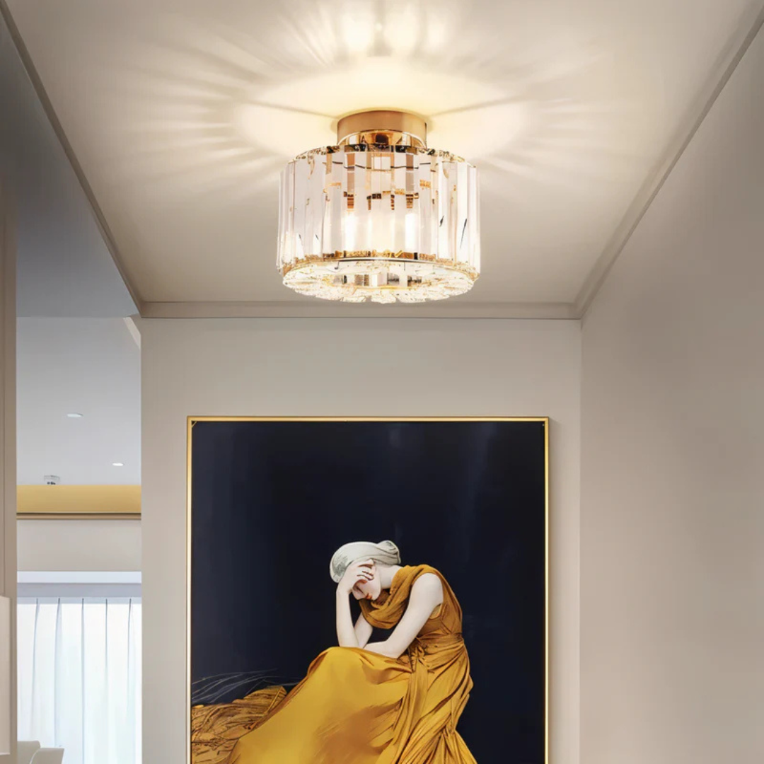 Elegante lampada da soffitto a plafone con cristalli – Lampada da soffitto LED moderna per arredamento di soggiorno e camera da letto