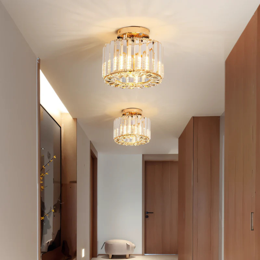 Elegante lampada da soffitto a plafone con cristalli – Lampada da soffitto LED moderna per arredamento di soggiorno e camera da letto