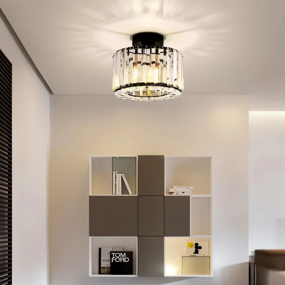 Elegante lampada da soffitto a plafone con cristalli – Lampada da soffitto LED moderna per arredamento di soggiorno e camera da letto