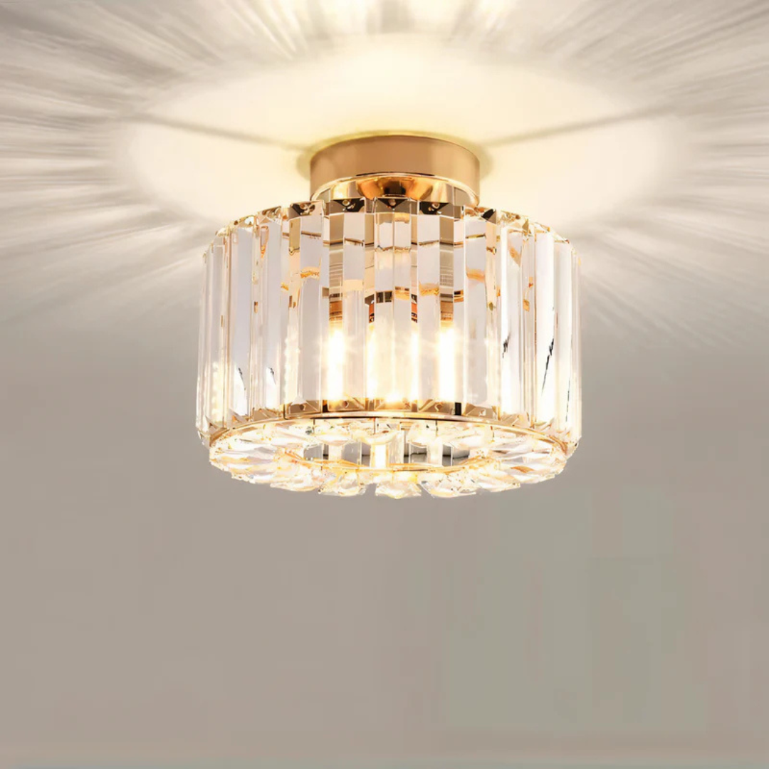 Elegante lampada da soffitto a plafone con cristalli – Lampada da soffitto LED moderna per arredamento di soggiorno e camera da letto