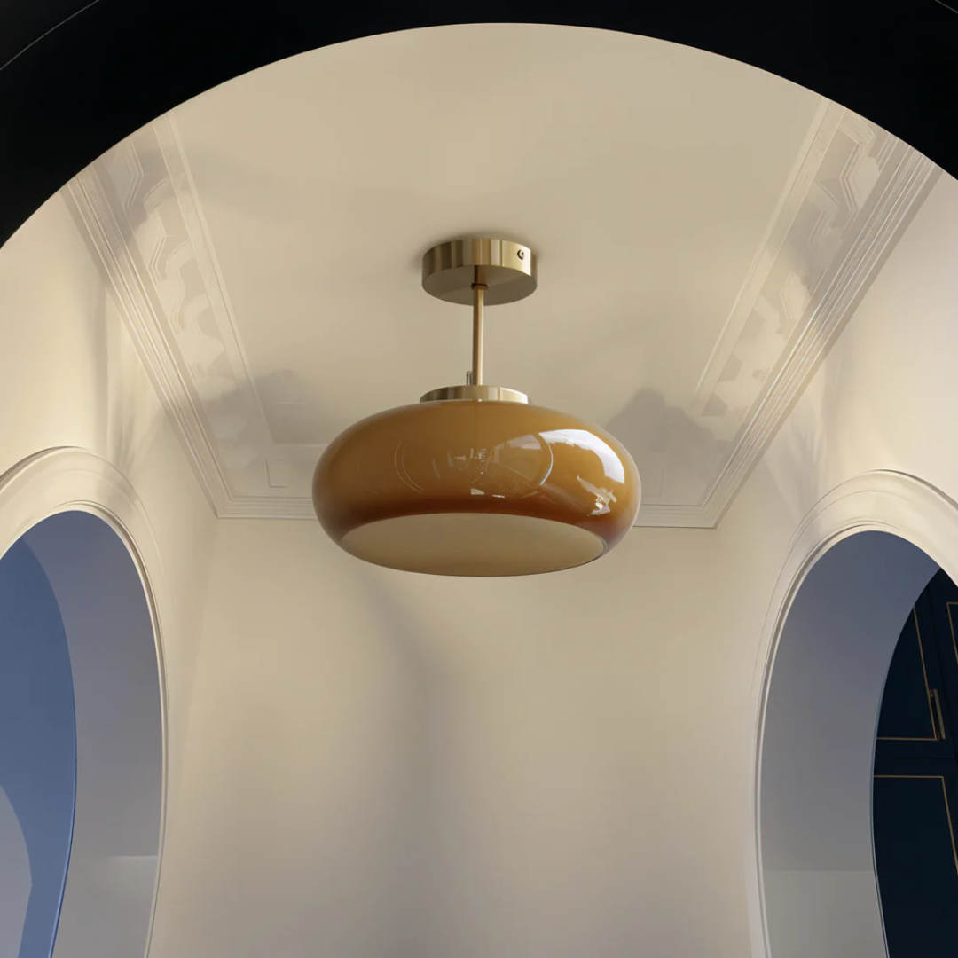 Vintage Amber Glass Ceiling Light 1-Light