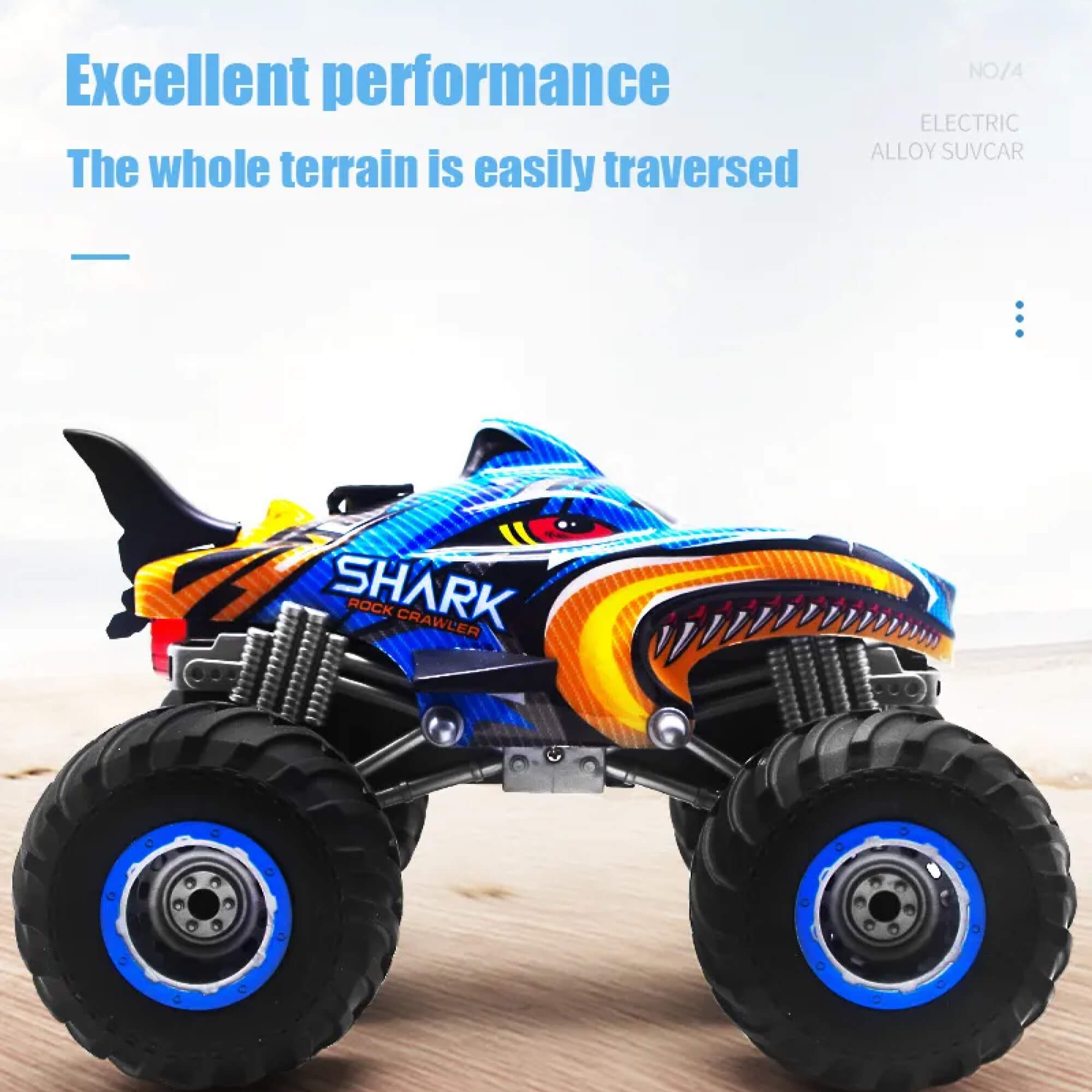 Monster Truck RC 4x4 Off-Road – Auto radiocomandata Rock Crawler Drift (Design Shark Digger)
