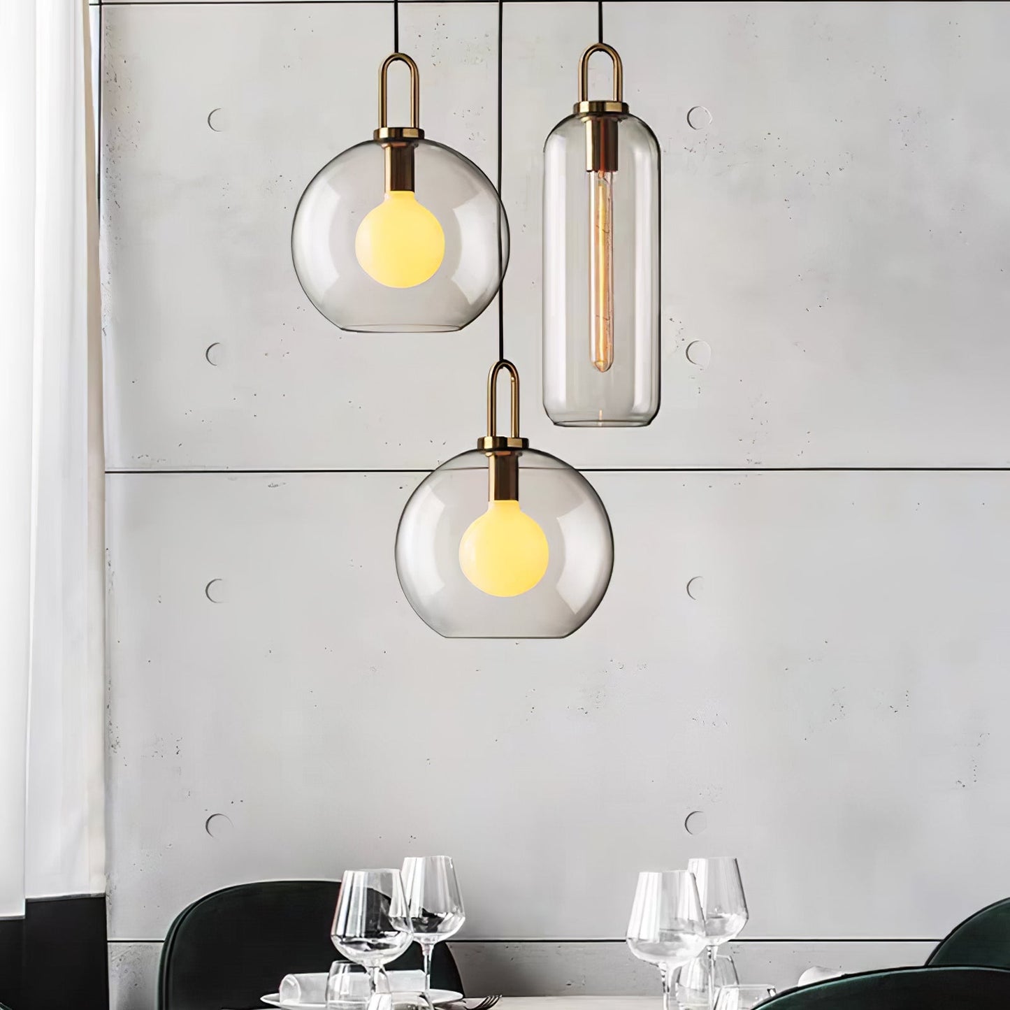 Modern Cylinder Glass Brass Pendant Light 1-Light