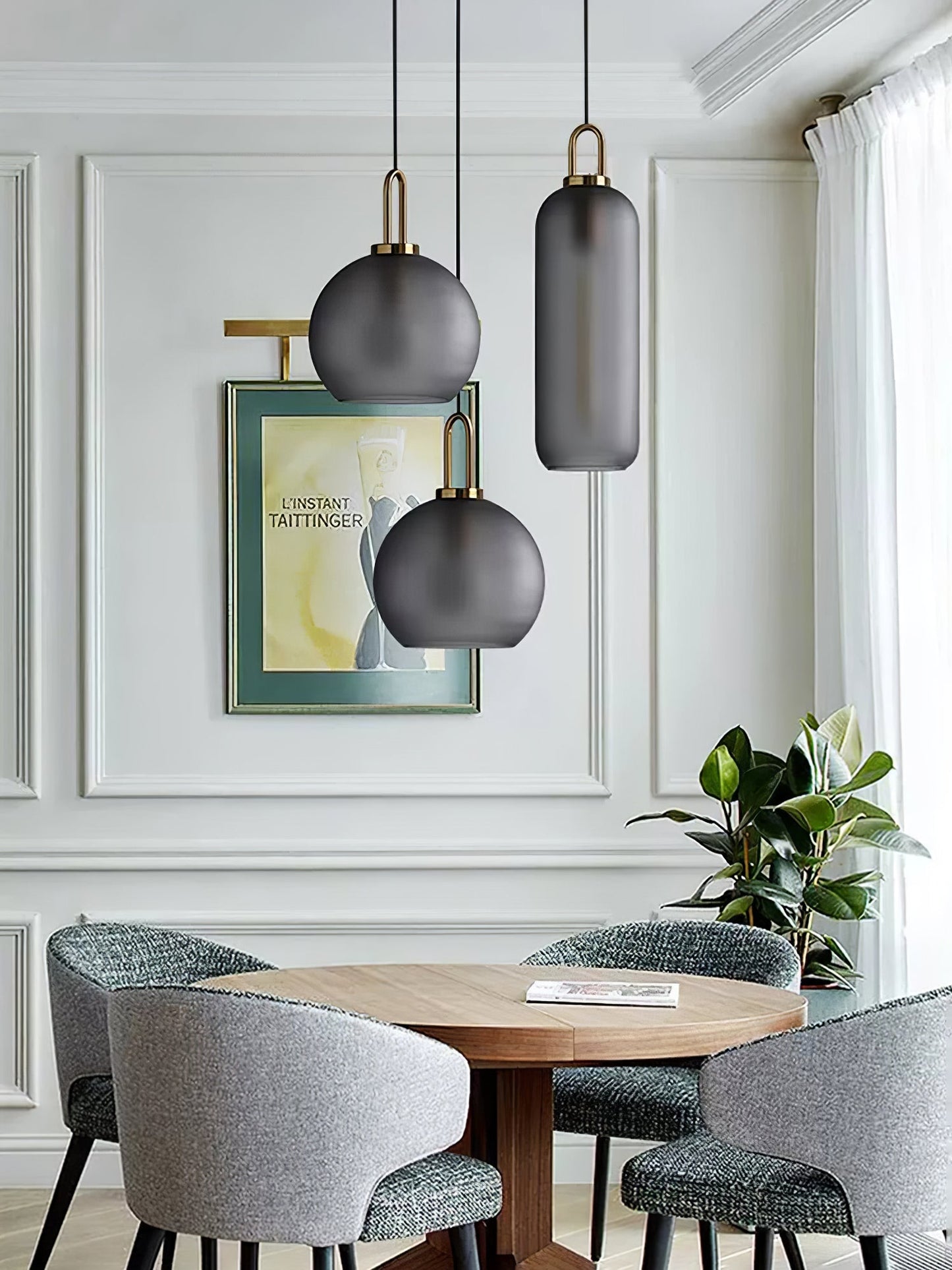 Modern Cylinder Glass Brass Pendant Light 1-Light